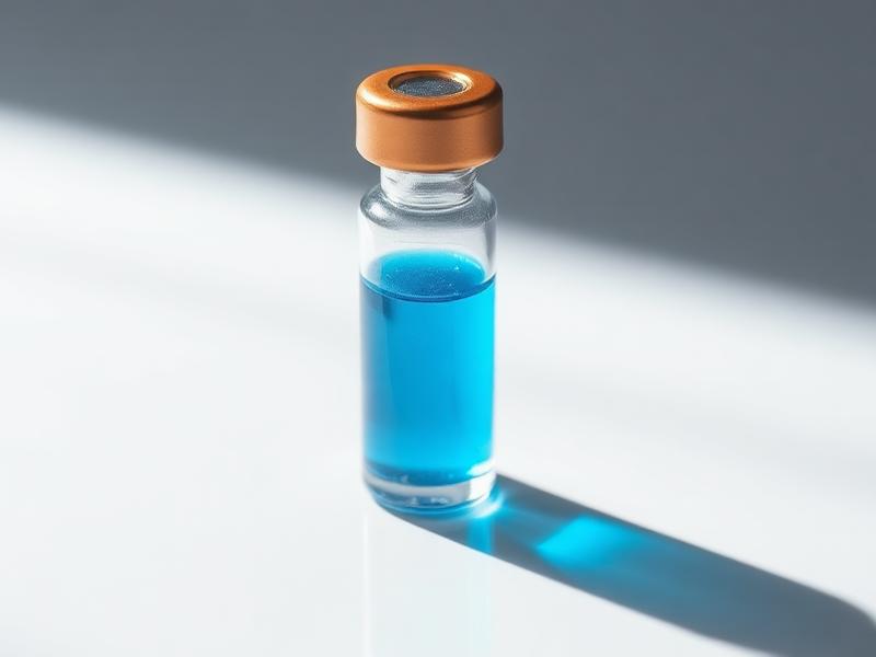 GHK-Cu copper peptide vial with blue-tinted solution