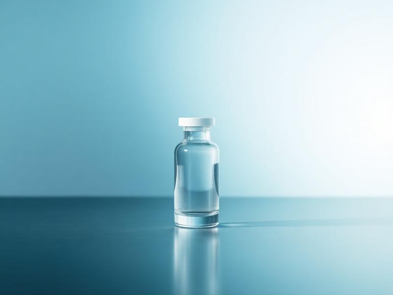 Single clear Ipamorelin vial on a reflective lab surface